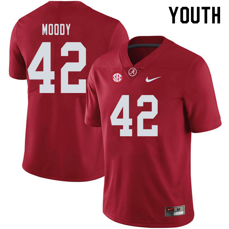 Alabama Crimson Tide Youth Jaylen Moody #42 Crimson NCAA Nike Authentic Stitched 2019 College Football Jersey GU16W07SH